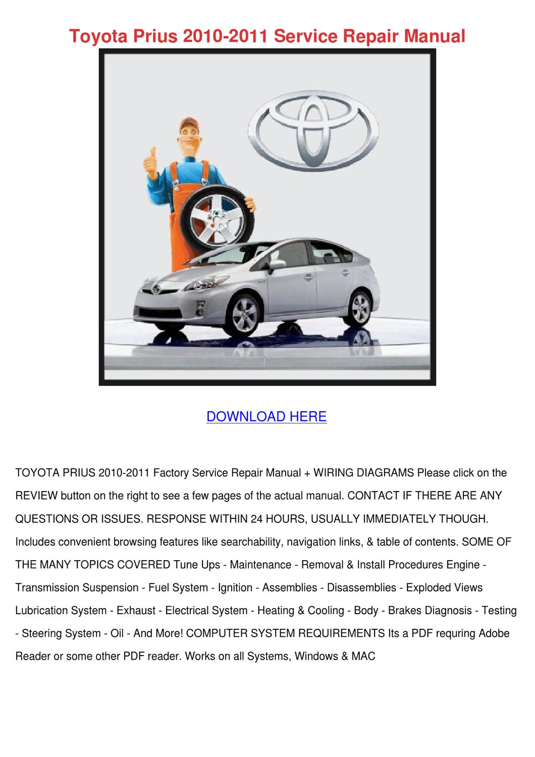 Toyota Prius 2011 User Manual Pdf